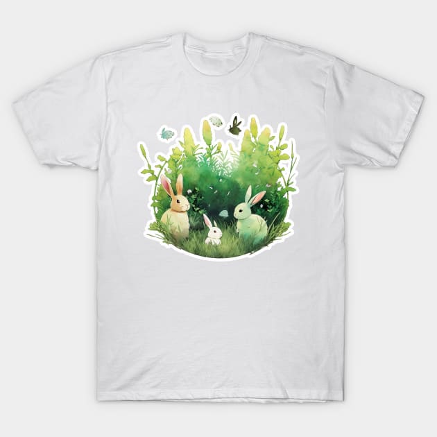 Watercolor Easter Bunny Trio T-Shirt by MK3